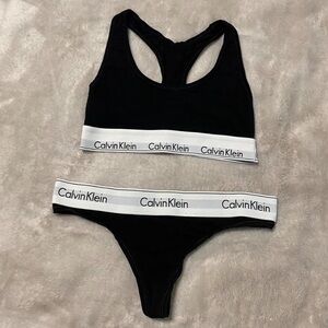 Calvin Klein Black Bralette and Thong Set